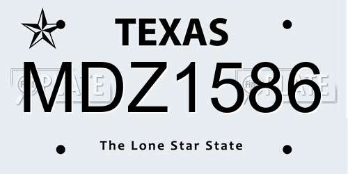 MDZ1586 Texas License Plate