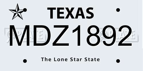 MDZ1892 Texas License Plate