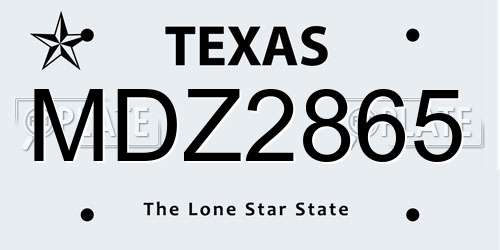 MDZ2865 Texas License Plate