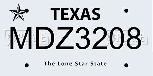 MDZ3208 Texas License Plate