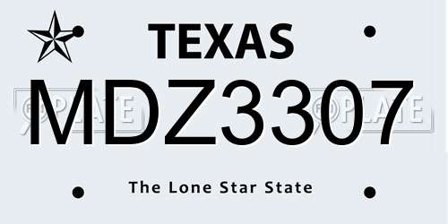MDZ3307 Texas License Plate