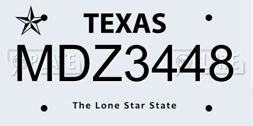 MDZ3448 Texas License Plate