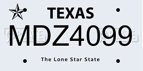 MDZ4099 Texas License Plate