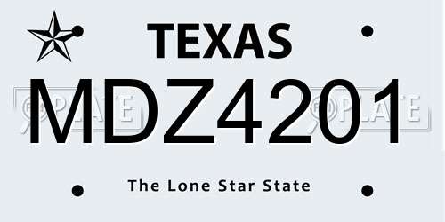 MDZ4201 Texas License Plate