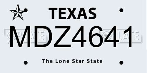 MDZ4641 Texas License Plate
