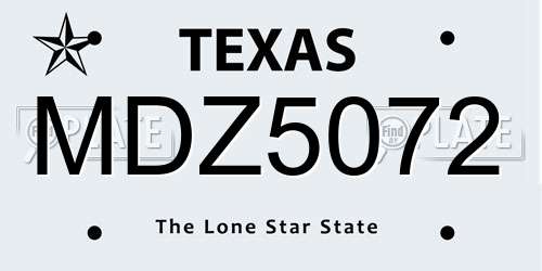 MDZ5072 Texas License Plate
