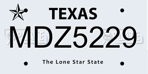 MDZ5229 Texas License Plate