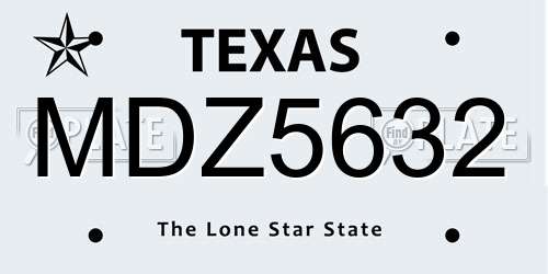MDZ5632 Texas License Plate