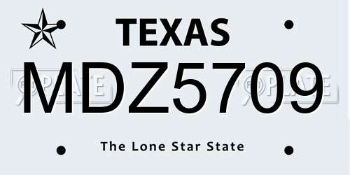MDZ5709 Texas License Plate