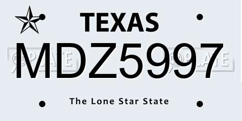 MDZ5997 Texas License Plate