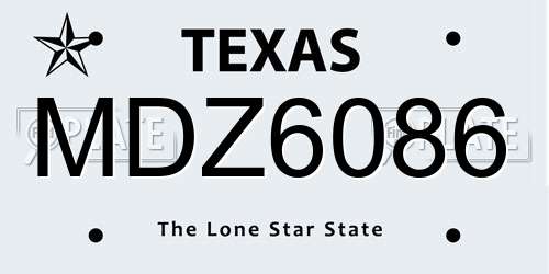 MDZ6086 Texas License Plate
