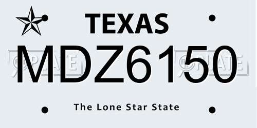 MDZ6150 Texas License Plate