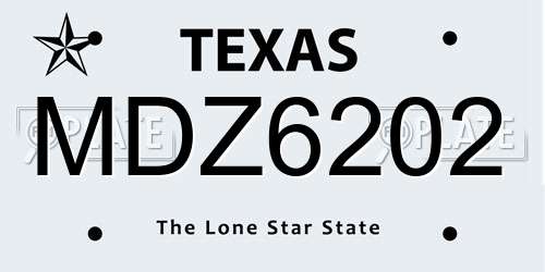 MDZ6202 Texas License Plate