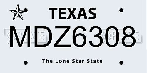 MDZ6308 Texas License Plate
