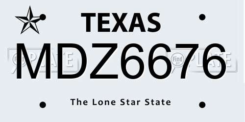 MDZ6676 Texas License Plate