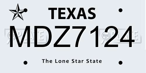 MDZ7124 Texas License Plate