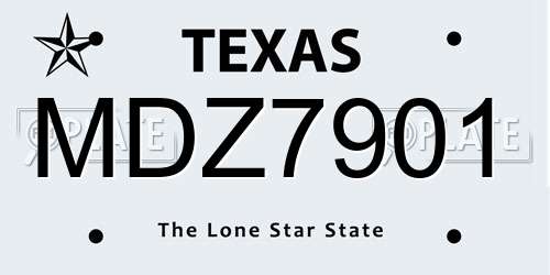 MDZ7901 Texas License Plate