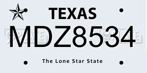 MDZ8534 Texas License Plate