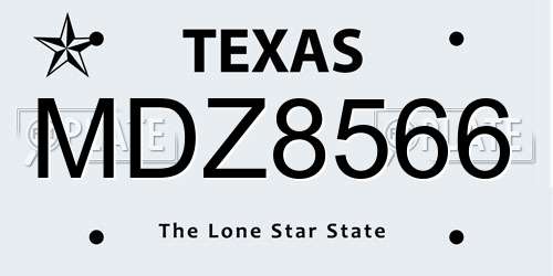 MDZ8566 Texas License Plate