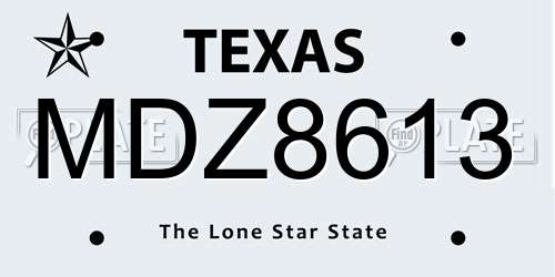 MDZ8613 Texas License Plate