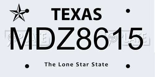 MDZ8615 Texas License Plate