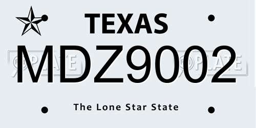 MDZ9002 Texas License Plate