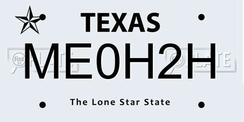 ME0H2H Texas License Plate