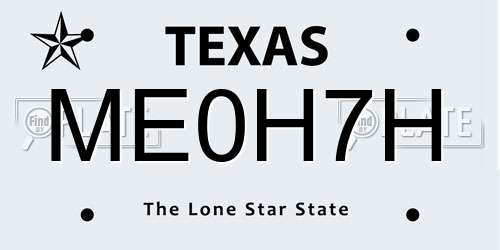 ME0H7H Texas License Plate