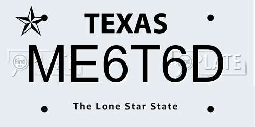 ME6T6D Texas License Plate