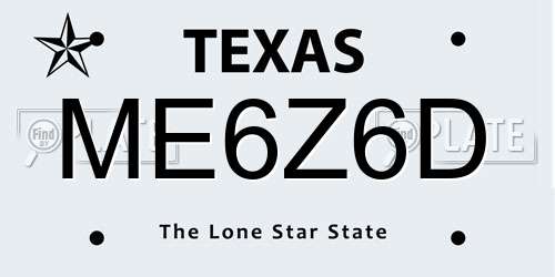 ME6Z6D Texas License Plate