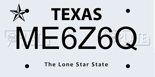 ME6Z6Q Texas License Plate