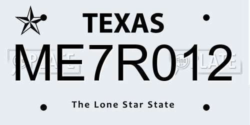 ME7R012 Texas License Plate