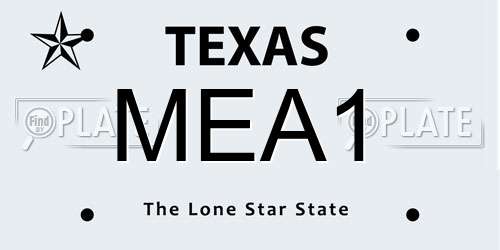 MEA1 Texas License Plate