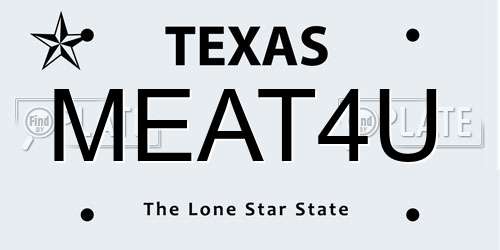 MEAT4U Texas License Plate