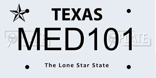 MED101 Texas License Plate