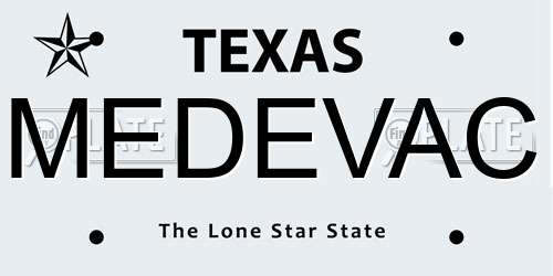 MEDEVAC Texas License Plate