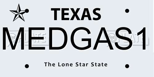 MEDGAS1 Texas License Plate