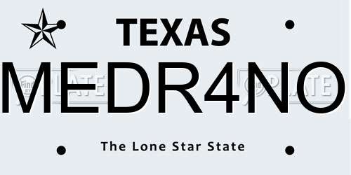 MEDR4NO Texas License Plate