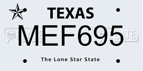 MEF695 Texas License Plate