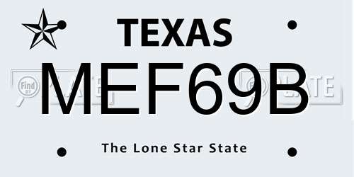 MEF69B Texas License Plate