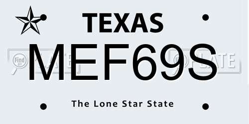 MEF69S Texas License Plate