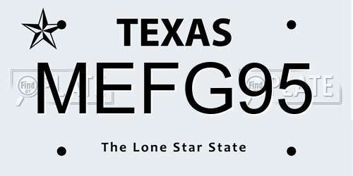 MEFG95 Texas License Plate