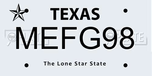 MEFG98 Texas License Plate