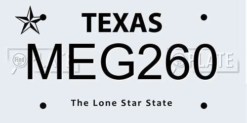MEG260 Texas License Plate