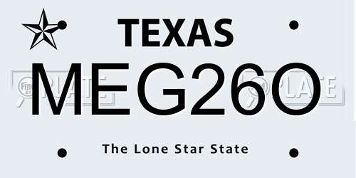 MEG26O Texas License Plate