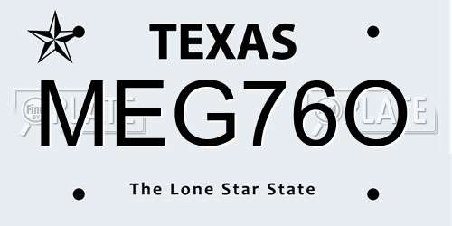 MEG76O Texas License Plate