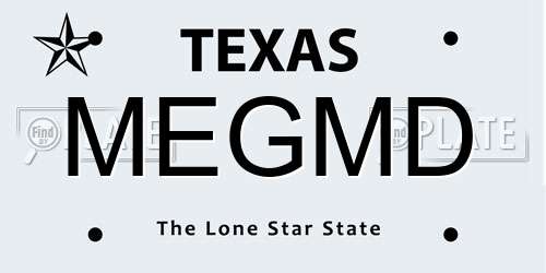 MEGMD Texas License Plate