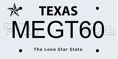 MEGT60 Texas License Plate