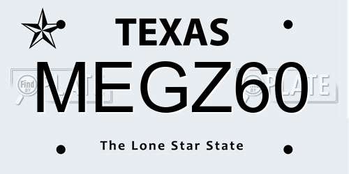 MEGZ60 Texas License Plate