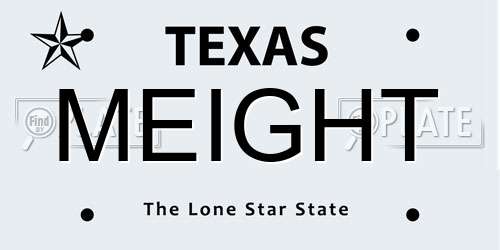 MEIGHT Texas License Plate